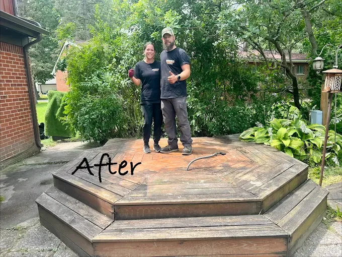 Cleared deck after removal of a nonworking hot tub and selected fencing