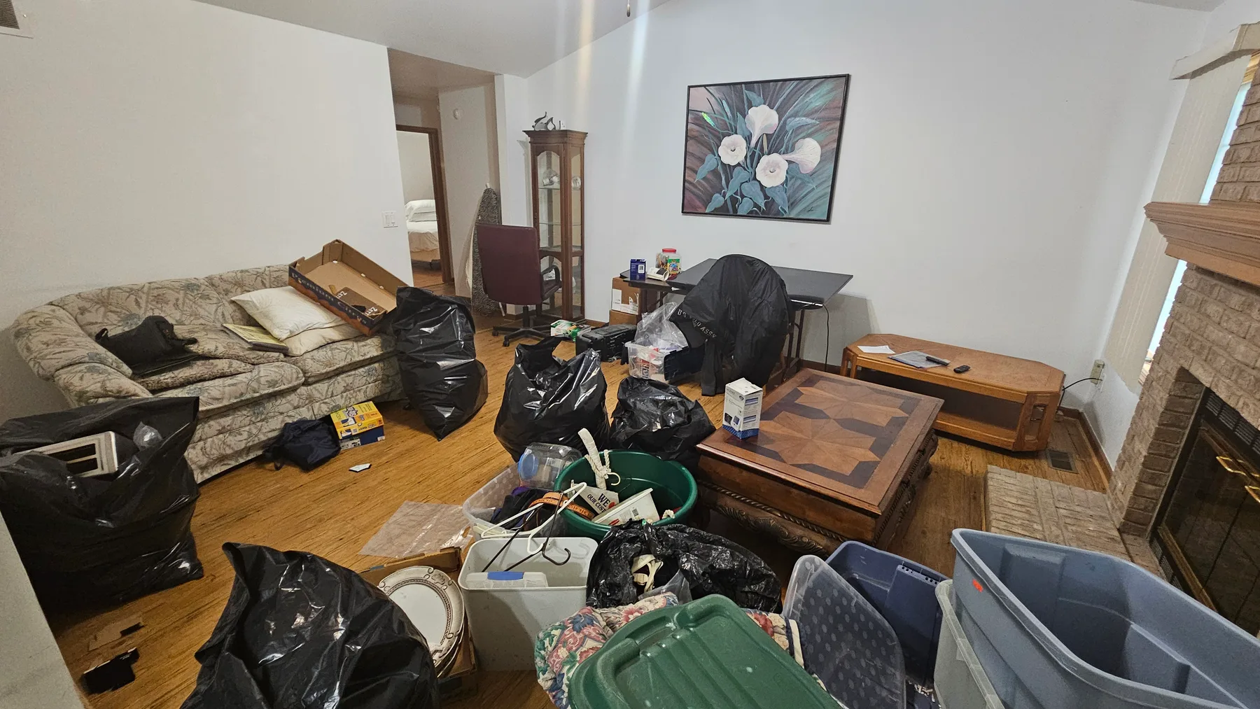 Living room before residential cleanout