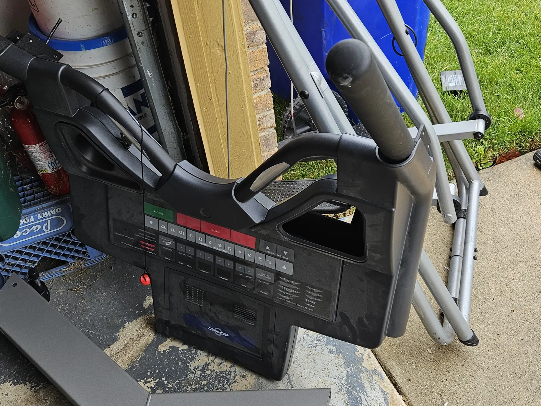 Metal exercise equipment separated from the cleanout for recycling